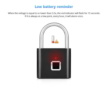 Smart Fingerprint Padlock – Keyless, Waterproof & USB-C Rechargeable