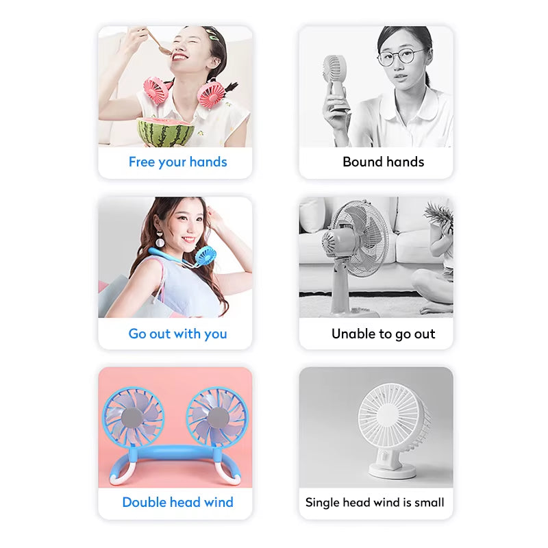 Leafless Neck Fan – Hands-Free Portable Personal Cooler
