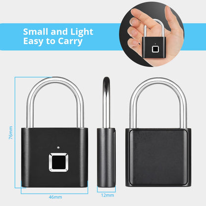 Smart Fingerprint Padlock – Keyless, Waterproof & USB-C Rechargeable