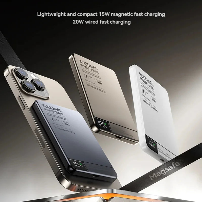 10,000mAh MagSafe Wireless Power Bank – 20W Fast Charging & LED Display